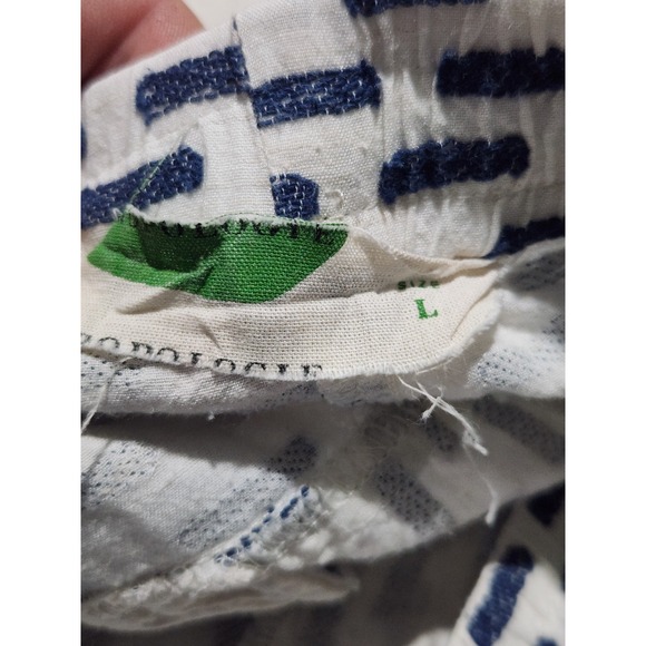 Anthropologie Boho Paper Bag Shorts Women's Large White Blue Striped Tie Belt - Picture 7 of 8